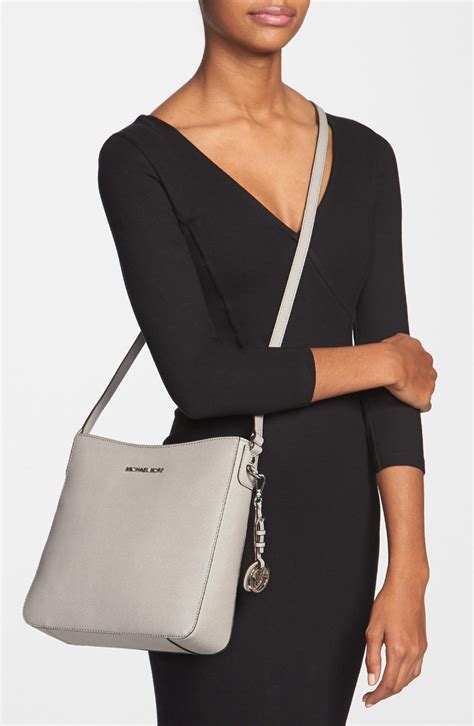 michael kors grey large jet set crossbody|michael kors saffiano bag black.